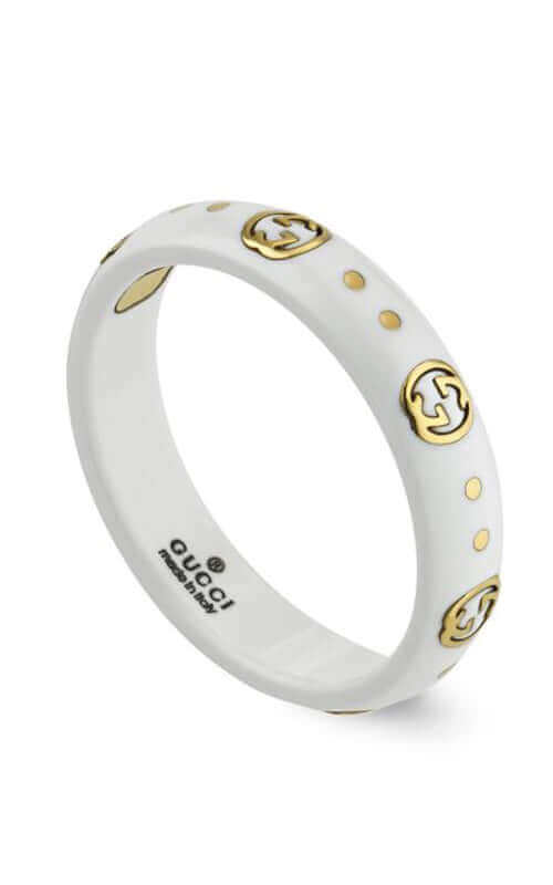 GUCCI 18K Yellow Gold & White Zirconia Icon Ring YBC679262002