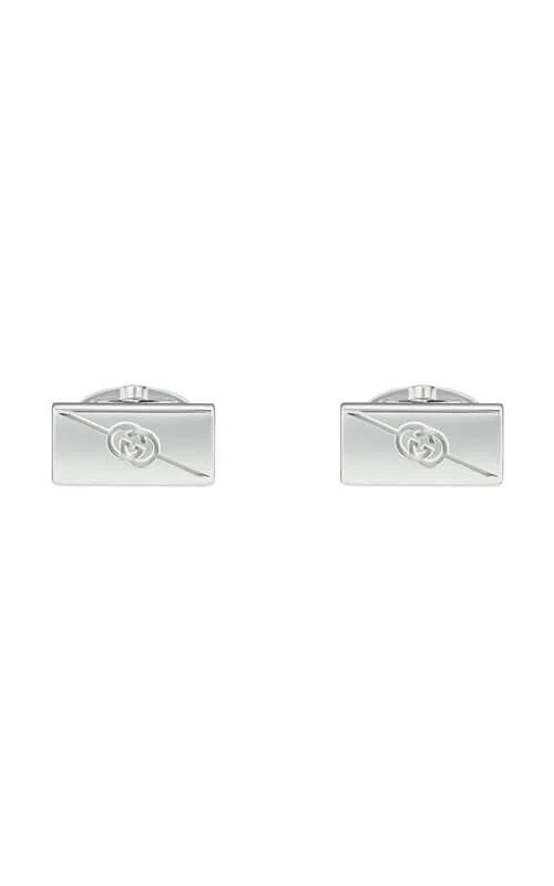 GUCCI Diagonal Interlocking G Silver Cufflinks YBE77404300100U