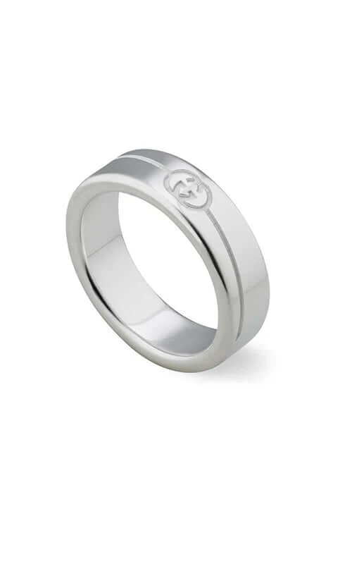 GUCCI Diagonal Interlocking G Silver Ring YBC774052001 - Image 2
