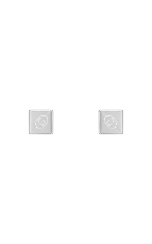 Gucci Diagonal Interlocking G Stud Sterling Silver Earrings YBD77403300100U