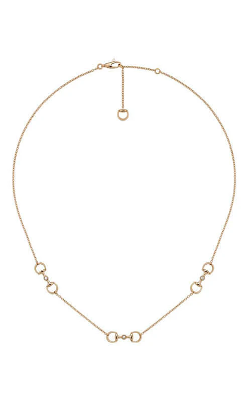 Gucci Horsebit 18K Diamond Pendant Necklace YBB83759600100U