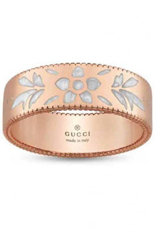 GUCCI Icon Blooms Ring in Pink Gold and Enamel YBC434525002013