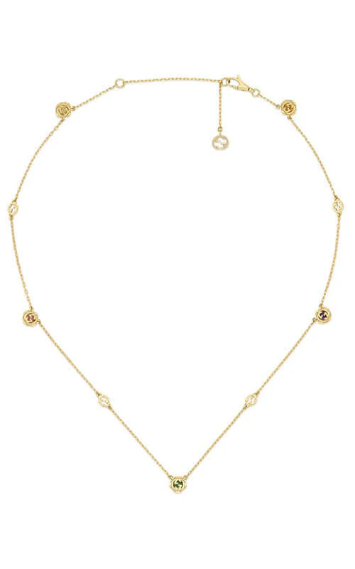 GUCCI Interlocking G Gems 18k Gold Necklace YBB662429001 - Image 2