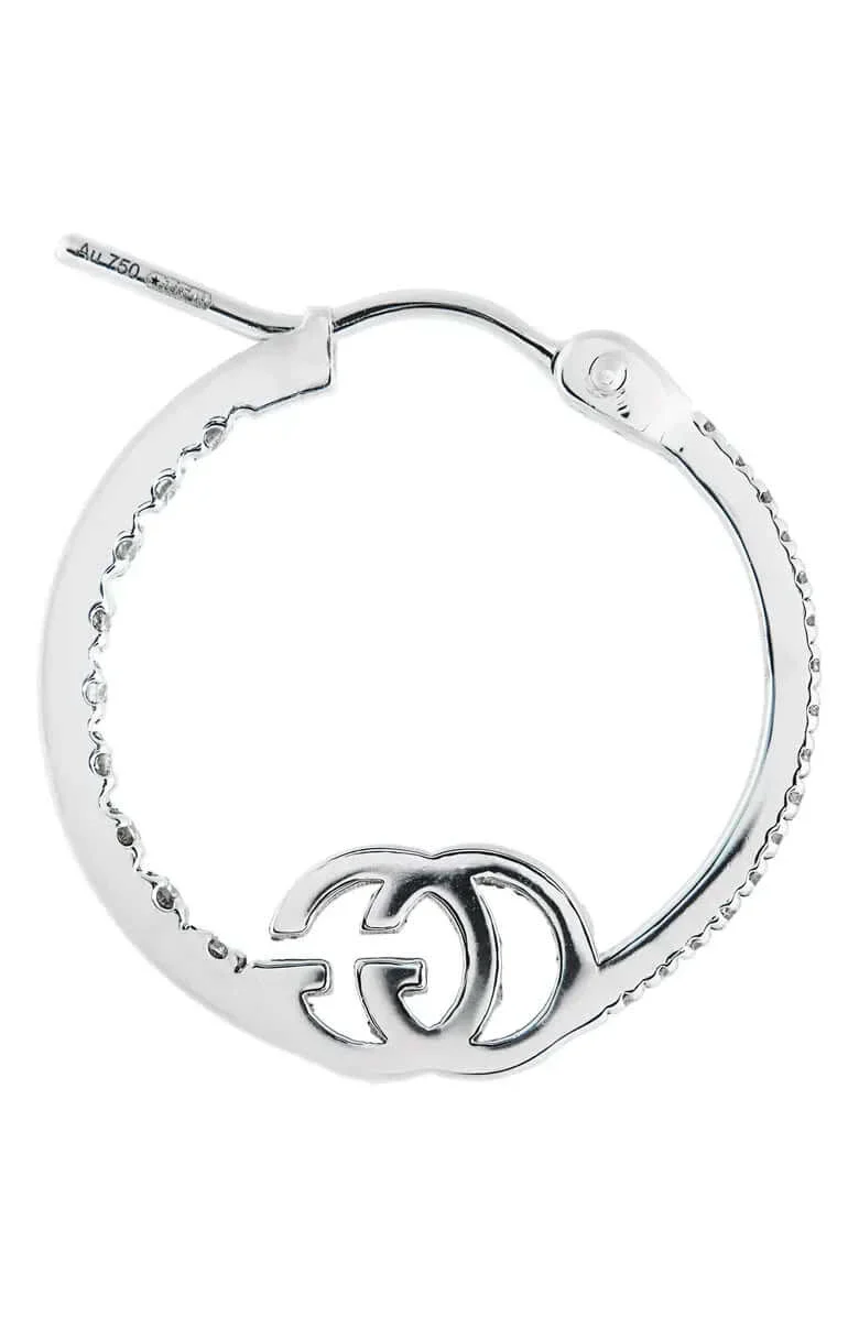 Gucci Running G Gold and Diamond Hoop Earrings YBD58198200100U - Image 2
