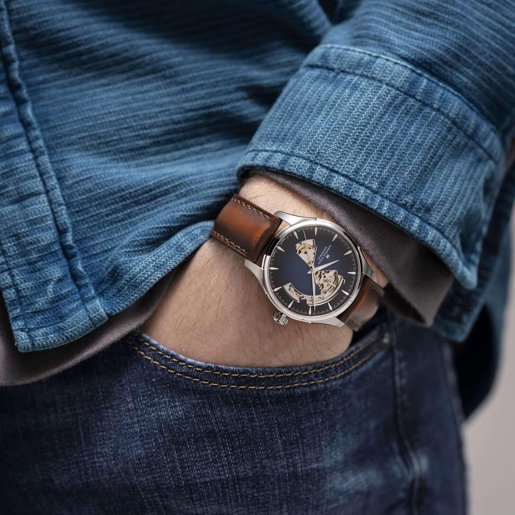 Hamilton Jazzmaster Open Heart Watch H32675540 - Image 5