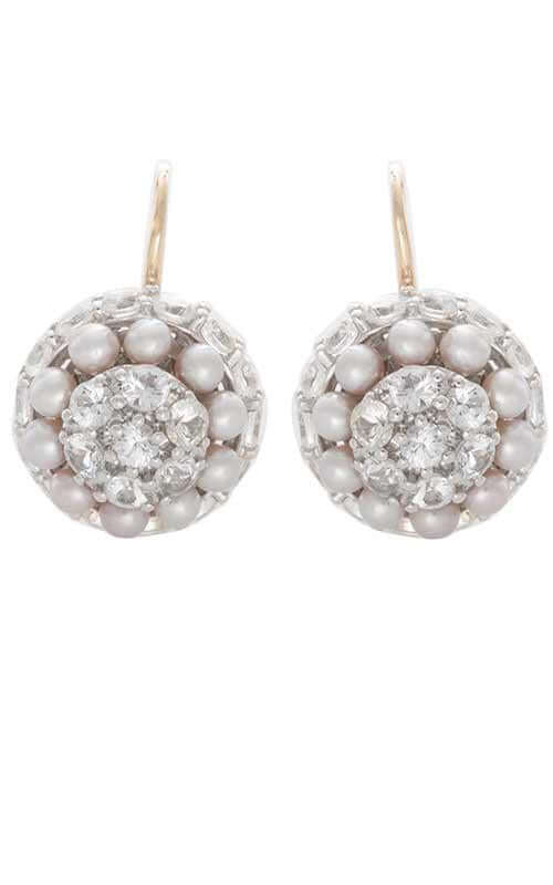 Mimi Garbo Rose Gold, White Sapphires and Violet Pearls Earrings (O241C3Z)