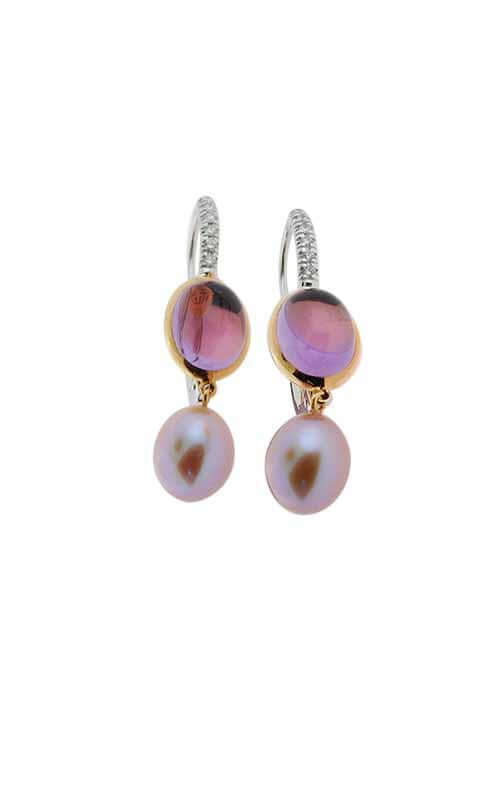 Mimí Leela White/Rose Gold Diamonds Amethyst and Pearls Earrings (0299C3AB)