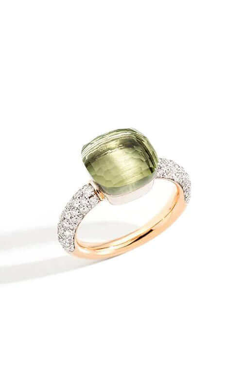 Pomellato Nudo Classic White and Rose Gold with Prasiolite and Diamonds Ring PAC0040O6WHRDB0PA