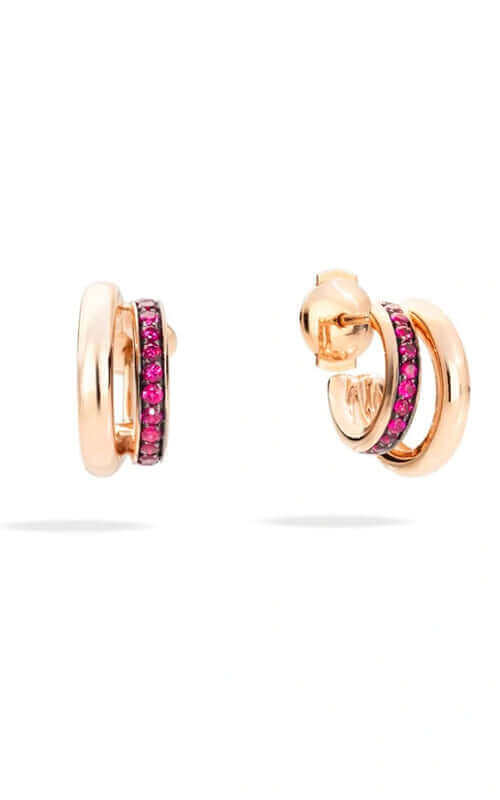 Pomellato Iconica 18kt Pink Gold and Ruby Earrings POB8111O7BRKRU000