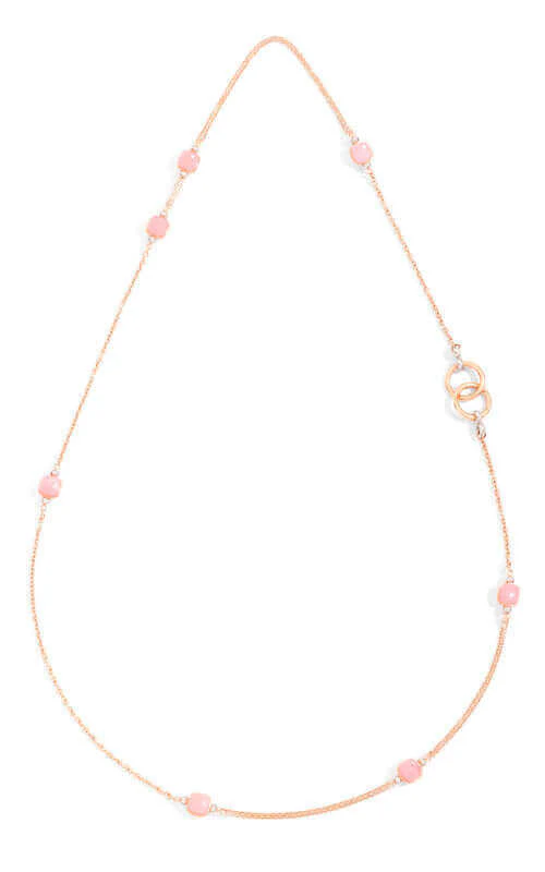 Pomellato 18k White/Pink Gold Rose Quartz & Chalcedony Nudo Necklace PCB9052O600000CAQR