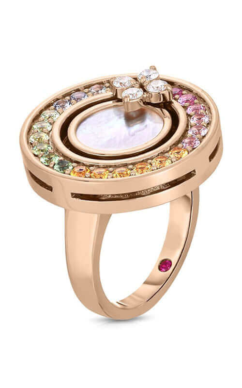 Roberto Coin Love in Verona 18k Rose Gold MOP, Sapphire Garnet Diamonds Ring 8883116AX65X