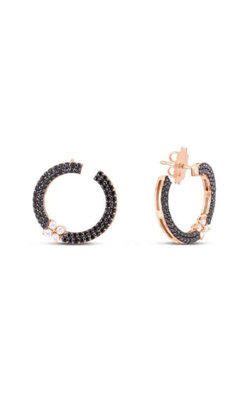 Roberto Coin Love In Verona 18kt Rose Gold Black Diamond Circle Earrings 8883164ABERX