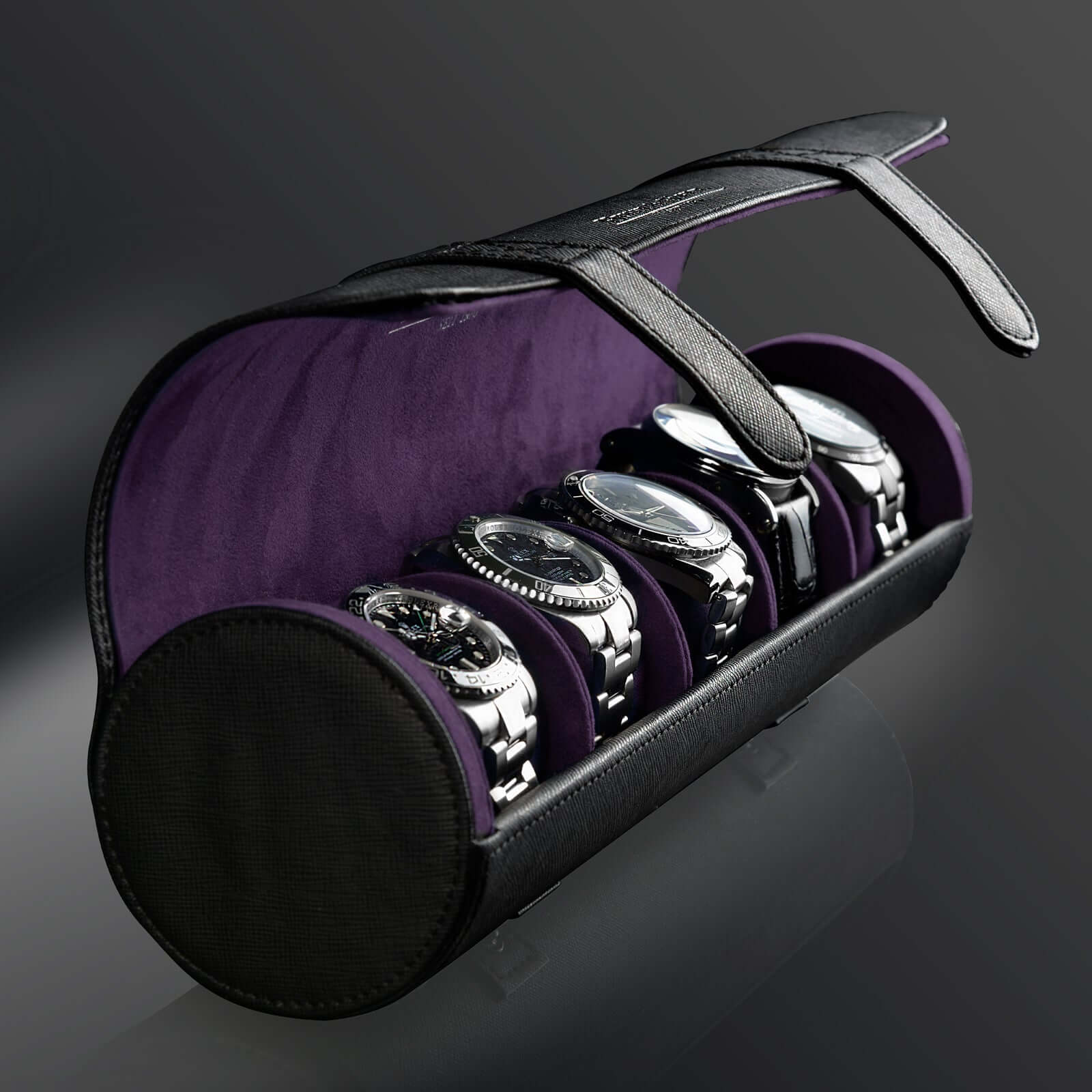 Rondo 5 Watch Roll Black & Purple - Image 4