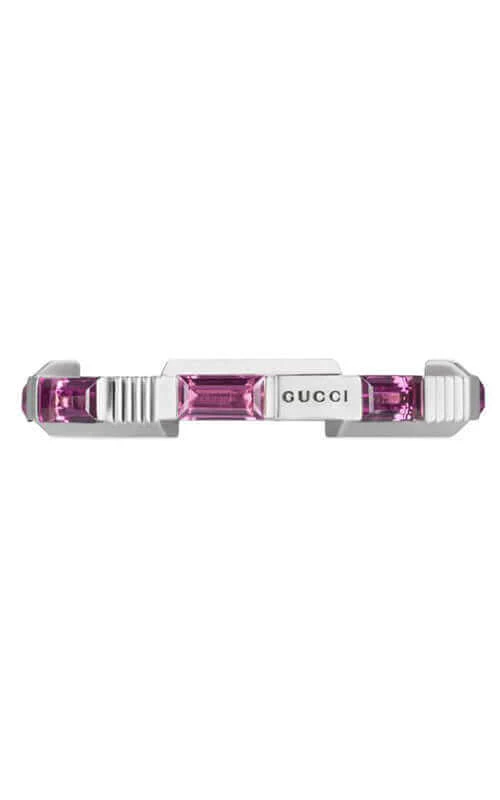 GUCCI Link to Love 18k White Gold & Rubellite Ring YBC662256001 - Image 2